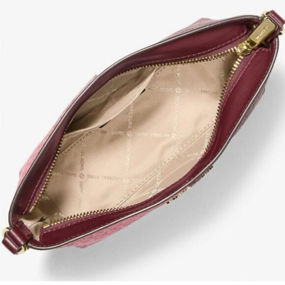 Michael Kors Jet Set Small Two Tone (Oxblood/Watermelon) Logo Crossbody (NWT) - Picture 3 of 5